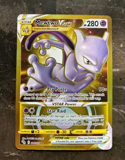 Pokemon GO - MEWTWO VSTAR GOLDEN SECRET RARE - 086/078 - NM - Image 1