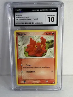 CGC 10 Slugma 73/115 EX Unseen Forces 2005 Pokemon Card Gem Mint - Image 1