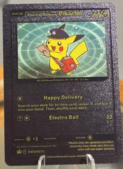 Special Delivery Pikachu Black Foil Mint Rare Pokemon Collector Fan Art Card - Image 1