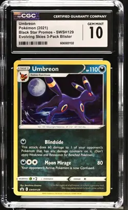 2021 Pokemon Umbreon SWSH129 Sword & Shield Promo Cards Holo CGC 10 - Image 1