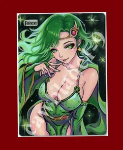 Hand Painted Altered MTG Card, Forest , Anime Girl, by Cawblade - Image 1