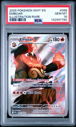 2025 POKEMON WHT EN-WHITE FLARE ILLUSTRATION RARE #098 EMBOAR PSA 10 - Image 1