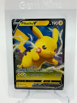 Pokemon TCG Pikachu v SWSH061 Full Art Holo Card Sword and Shield Promo - Image 1