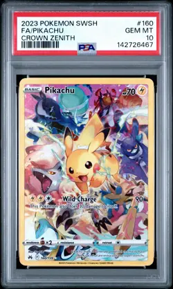 2023 POKEMON SWORD & SHIELD CROWN ZENITH #160 FULL ART/PIKACHU PSA 10 - Image 2