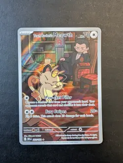 🔥Pokemon Team Rocket's Meowth 203/182 Illustration Rare (IR) NM🔥 - Image 2