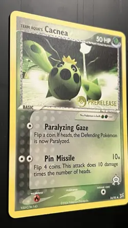 Team Aqua's Cacnea Prerelease Stamp NM 24/95 Promo Pokemon TCG EX: Team Magma - Image 2