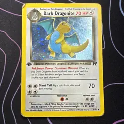 Pokemon TCG Dark Dragonite Holo Rare Card 1st Edition MP 5/82 - Image 1