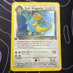 Pokemon TCG Dark Dragonite Holo Rare Card 1st Edition MP 5/82 - Image 2