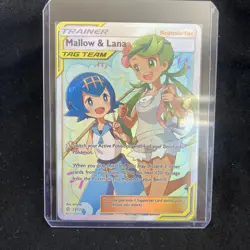 Pokemon Cosmic Eclipse Mallow & Lana Tag Team 231/236 Full Art Foil Card NM/M - Image 1