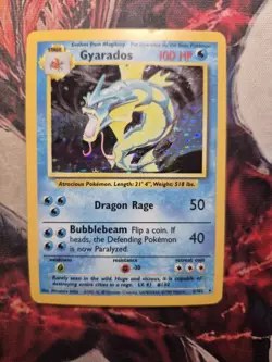 Pokemon TCG Gyarados 6/102 Base Set Unlimited Holo Rare MP - Image 1