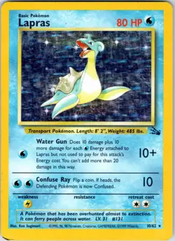 Lapras Fossil Holo 10/62 WOTC Vintage Pokemon - Image 1