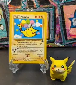 2001 WOTC ☁ 🎈 POKEMON LEAGUE PROMO FLYING PIKACHU #25 BLACK STAR PROMO ⚡ LP - Image 1
