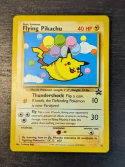2001 WOTC ☁ 🎈 POKEMON LEAGUE PROMO FLYING PIKACHU #25 BLACK STAR PROMO ⚡ LP - Image 2