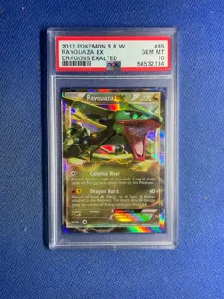2012 Pokemon Black & White ~ Rayquaza EX Dragons Exalted #85/124 ~ GEMMT PSA 10 - Image 1