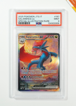 Pokemon PSA 9 Salamence Ex #187 JTG Special illustration Rare 2025 Italiano - Image 1