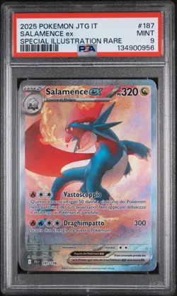 Pokemon PSA 9 Salamence Ex #187 JTG Special illustration Rare 2025 Italiano - Image 2
