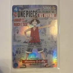 One Piece CCG Monkey D. Luffy Card US Voyage Promo P-055 Rutgers Basketball - Image 1