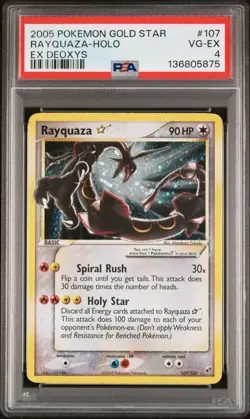 PSA 4 RAYQUAZA GOLD STAR 107/107 | EX Deoxys Holo Graded English Pokemon Card - Image 1