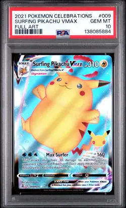 Surfing Pikachu Vmax 009 2021 Pokemon Celebrations PSA 10 - Image 1