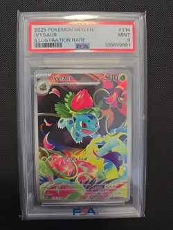 Pokemon Mega Evolution Ivysaur Illustration Card 134/132 PSA 9 - Image 1