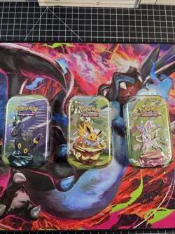 LOT OF 3 Pokemon TCG Prismatic Evolutions Mini Tins! Umbreon, Leafeon, Vaporeon - Image 2