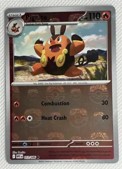 Pokemon S&V English White Flare Pignite Master Ball Reverse Holo 012/086 - Image 1