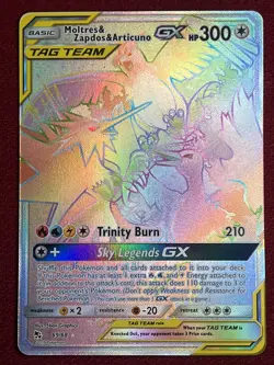 2019 Moltres Zapdos Articuno GX 69/68 Hidden Fates Rainbow Secret Rare NM-Mint - Image 1