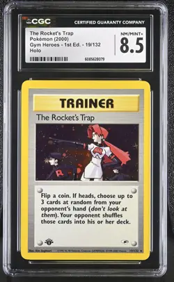 CGC 8.5 The Rocket's Trap Gym Heroes 1st Edition 19/132 Holo Pokemon Card - Image 1