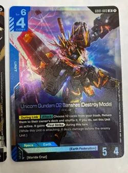 Gundam TCG Card Game - Unicorn Gundam Banshee (Destroy Mode) GD01-003 LR+ & LR - Image 3