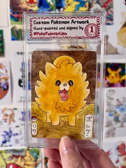 Pombon ORIGINAL Watercolor Painted Pokemon Card - Image 1