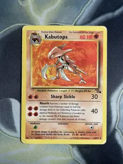 Kabutops 24/62 Original Rare Fossil Pokemon Card WOTC TCG 1999 - Image 1