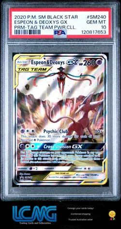 PSA 10 Pokemon TCG Black Star Promo #SM240 Espeon & Deoxys Gx Tag Team - Image 1