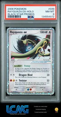 2006 Pokemon TCG Card Black Star Promos #039 Rayquaza Ex Holo PSA 8 - Image 1