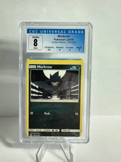 Miscut Murkrow Unified Minds 129/236 CGC 8 NM/Mint Pokemon Misprint Error - Image 1