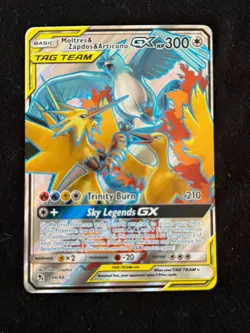 2019 Pokemon Hidden Fates Moltres Zapdos Articuno GX Full Art 66/68 Near Mint - Image 1
