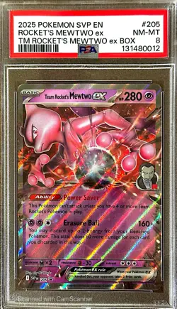 (PSA 8) Pokemon: Scarlet & Violet Promos – Team Rocket's Mewtwo ex #SVP205 - Image 1