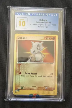 2004 Pokemon CGC 10 Cubone Reverse Holo EX Team Magma Vs Aqua 40/95 PRISTINE - Image 1
