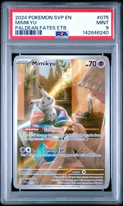 Mimikyu 075/091 Paldean Fates Elite Trainer Box Pokemon PSA 9 - Image 1