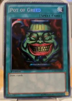 YUGIOH POT OF GREED LCJW-EN061 SECRET 1ST ED NM - Image 1