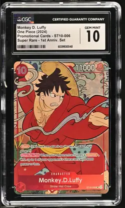 CGC 10 - Monkey D. Luffy ST10-006 ALT - One Piece English 1st Anniversary Promo - Image 1
