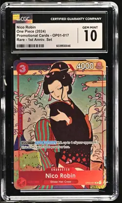 CGC 10 - Nico Robin OP01-017 Alt Art - One Piece English 1st Anniversary Promo - Image 1