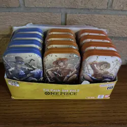 Lot Of 12 One Piece TCG Tin Pack Set Vol. 2 Set TS-02 Display English (24 Packs) - Image 2