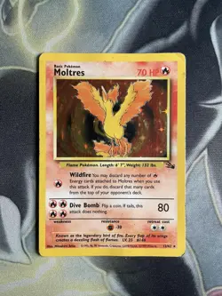 Moltres Fossil Holo Rare Pokemon TCG Card Set 12/62 WOTC - Image 1