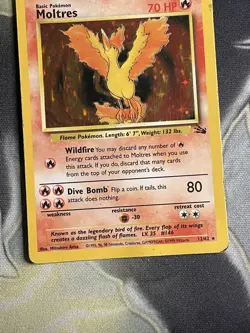 Moltres Fossil Holo Rare Pokemon TCG Card Set 12/62 WOTC - Image 3