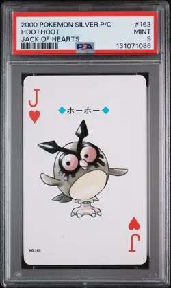 2000 POKEMON SILVER VERSION PLAYING CARDS JACK OF HEARTS #163 HOOTHOOT PSA 9 - Image 1
