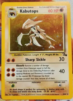 Pokemon TCG Kabutops Fossil Holo Card 9/62 Unlimited Edition Rare Excellent - Image 1