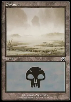 Heavy Play, English MTG Foil Swamp (341) - Foil Mercadian Masques Magic the Gath - Image 1