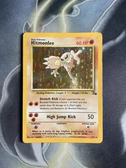 Pokemon TCG - Hitmonlee 7/62 Unlimited Holo Rare - Fossil WOTC - Image 1