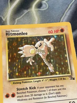 Pokemon TCG - Hitmonlee 7/62 Unlimited Holo Rare - Fossil WOTC - Image 3
