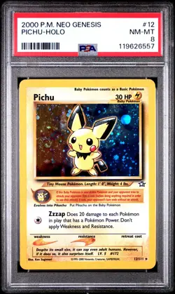 2000 POKEMON NEO GENESIS #12 PICHU-HOLO PSA 8 - Image 1